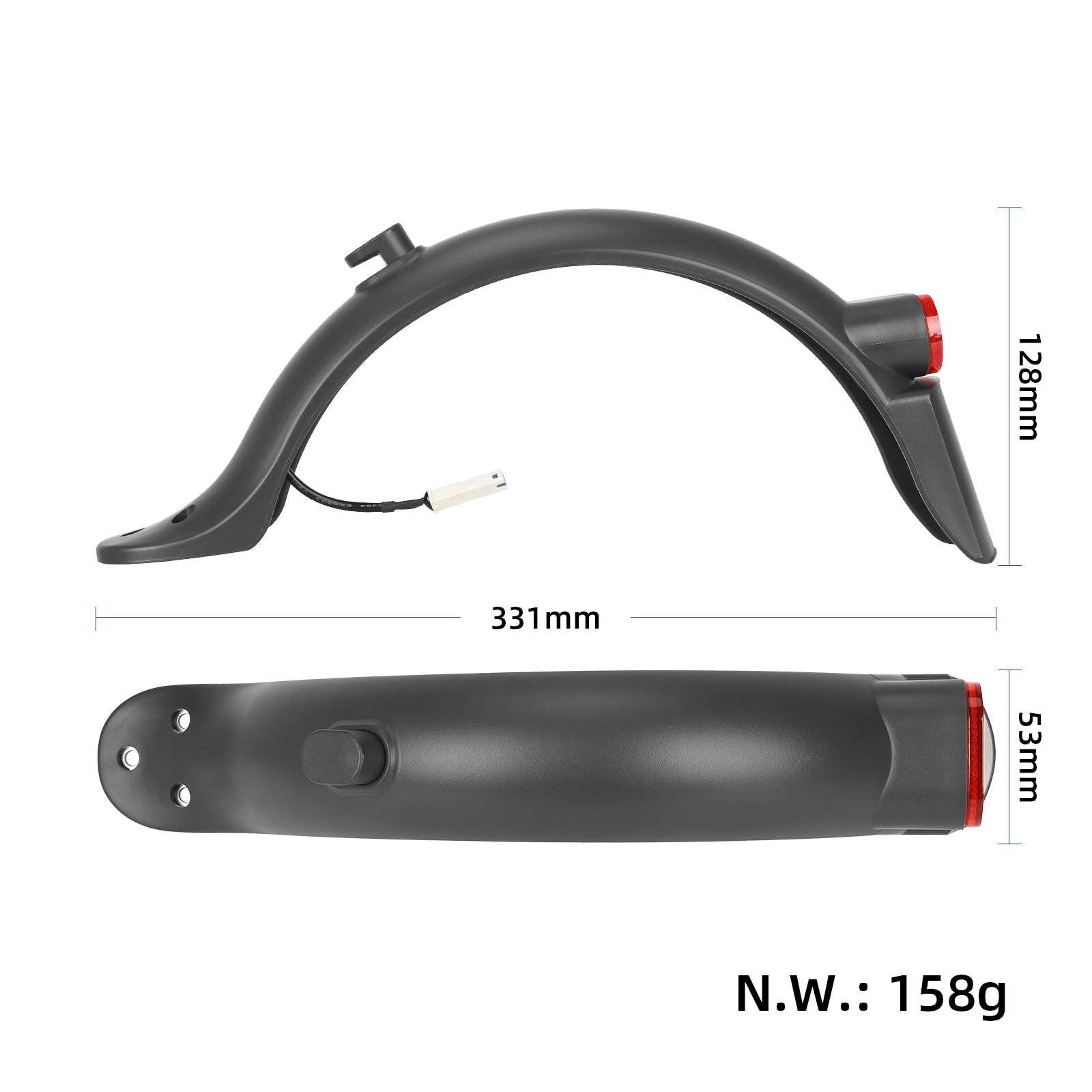 Gris garde-boue arrière avec light, integral plaque d’immatriculation et crochet pour M365 Pro/Pro2 trottinette