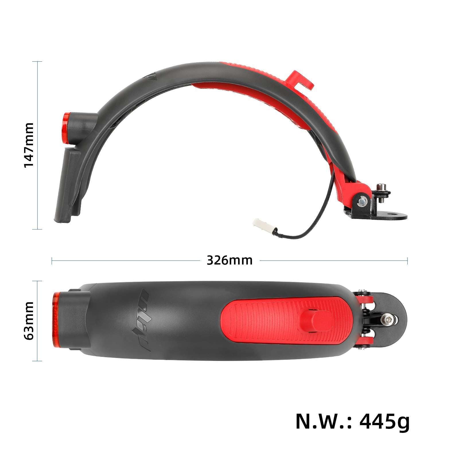 Gris-rouge Ulip Superior garde-boue arrière avec aluminium pour Xiaomi trottinettes