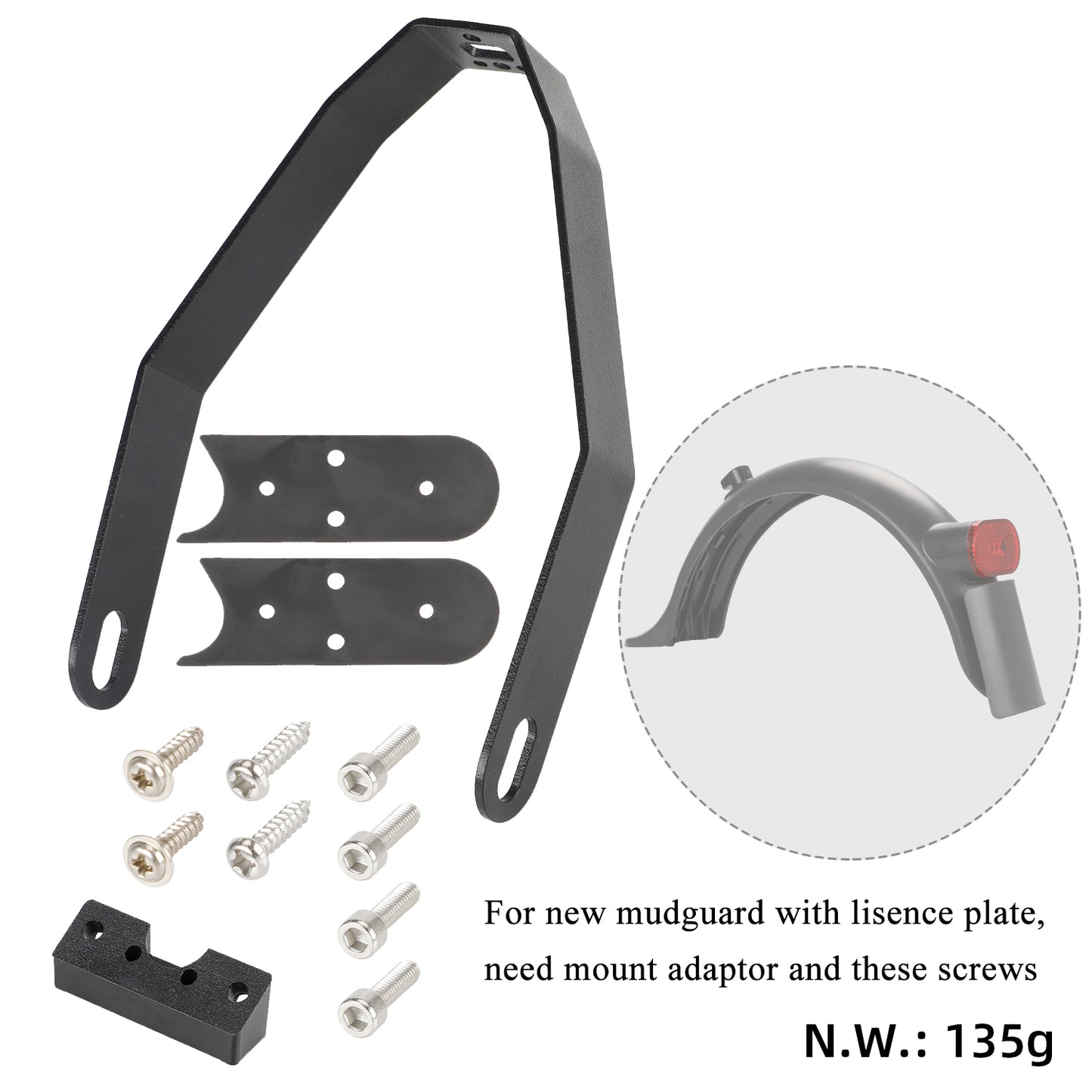 Noir metal bracket of garde-boue arrière pour toutes les xiaomi trottinettes