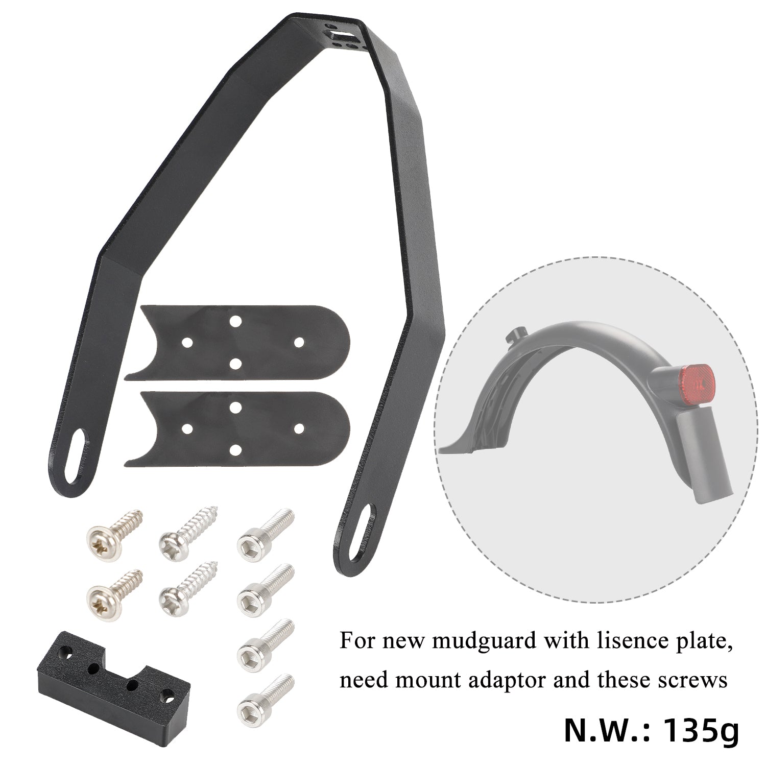 Noir metal bracket of garde-boue arrière pour toutes les xiaomi trottinettes