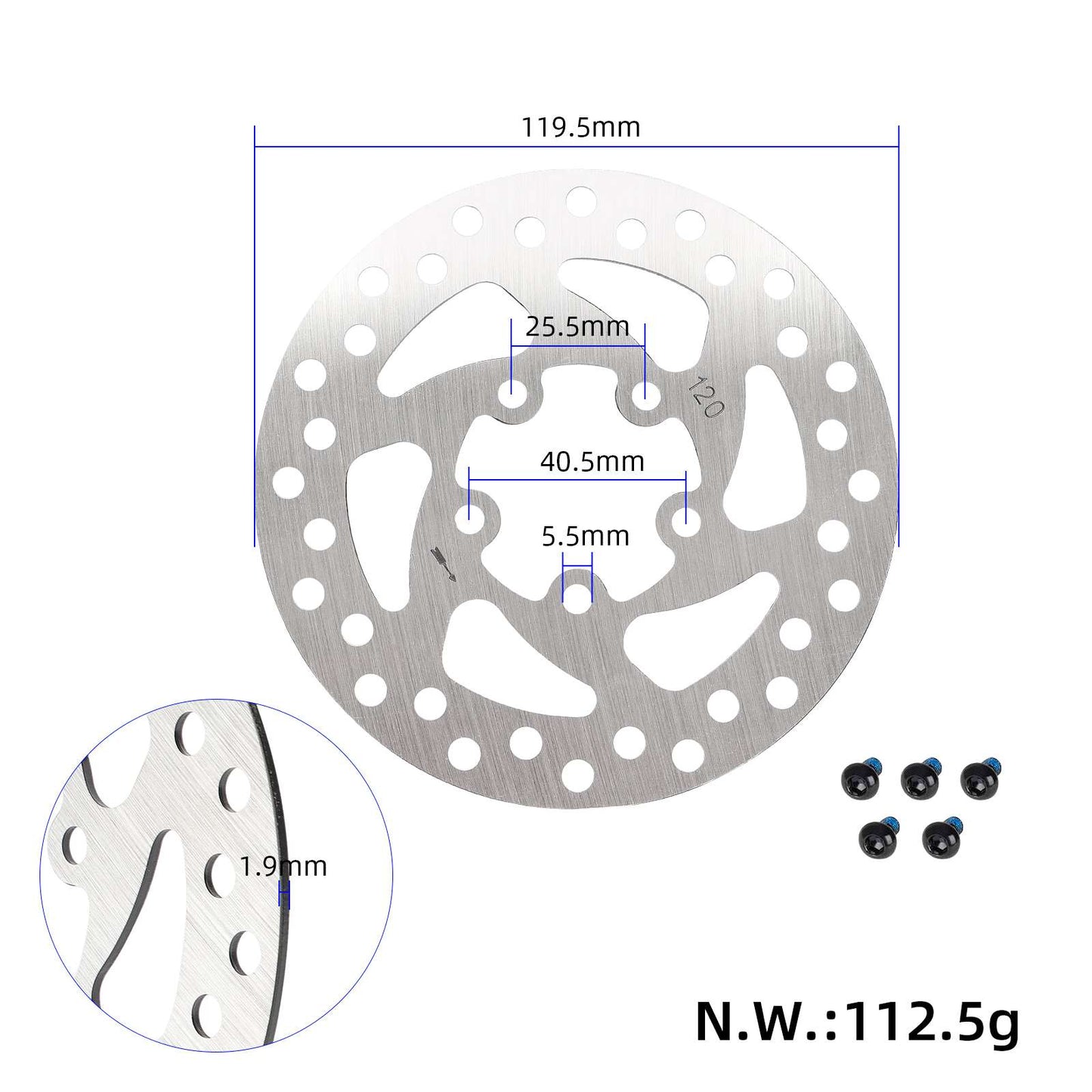 120mm 5-hole disque de frein pour Pro/Pro 2 trottinettes