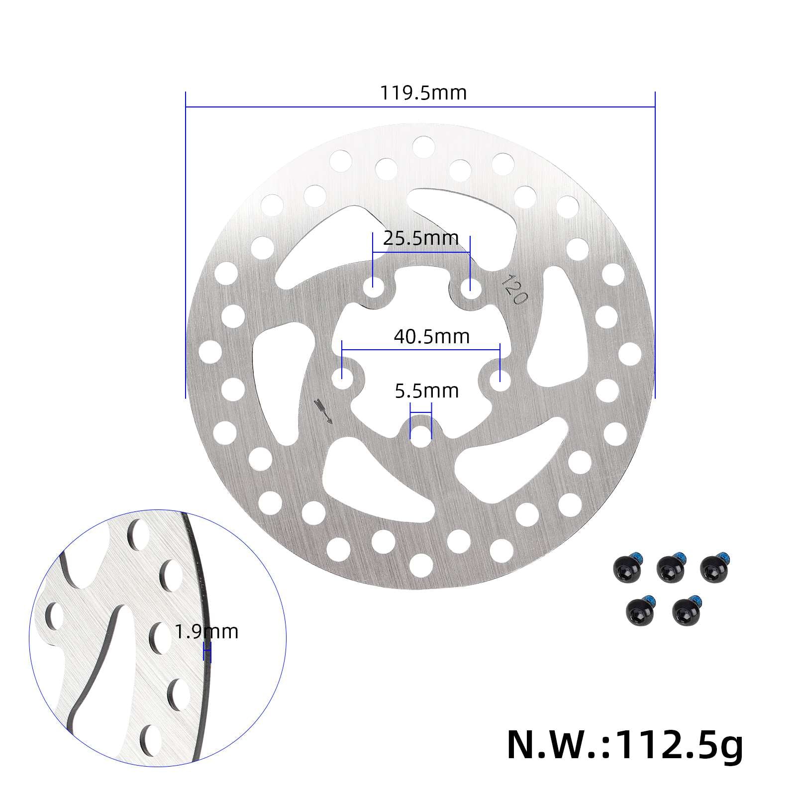 120mm 5-hole disque de frein pour Pro/Pro 2 trottinettes