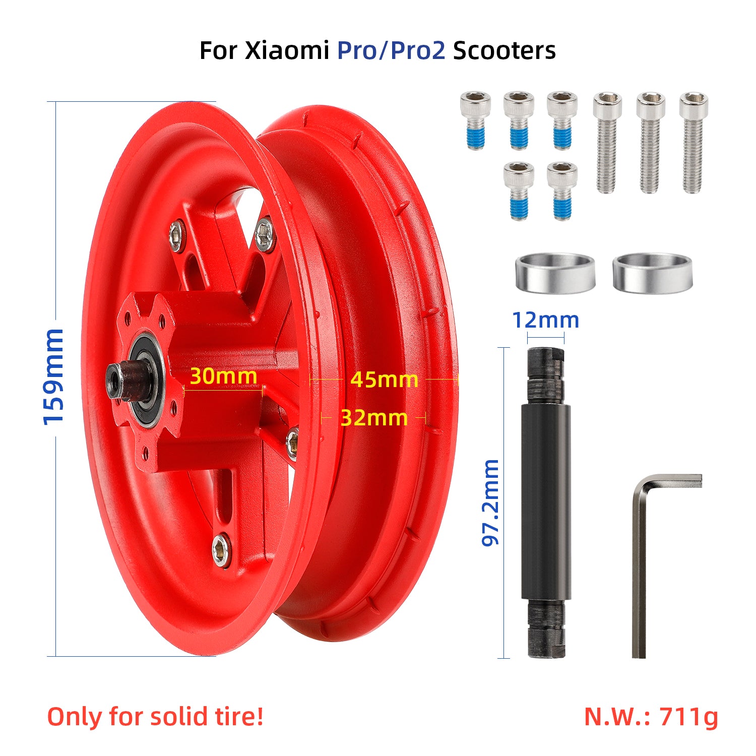 Rouge Ulip Split Rear Hub pour xiaomi Pro/Pro2 trottinettes