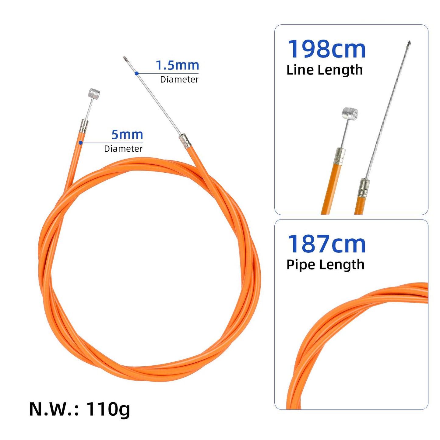 Orange 198cm câble de frein pour F20F25F30F40 trottinette