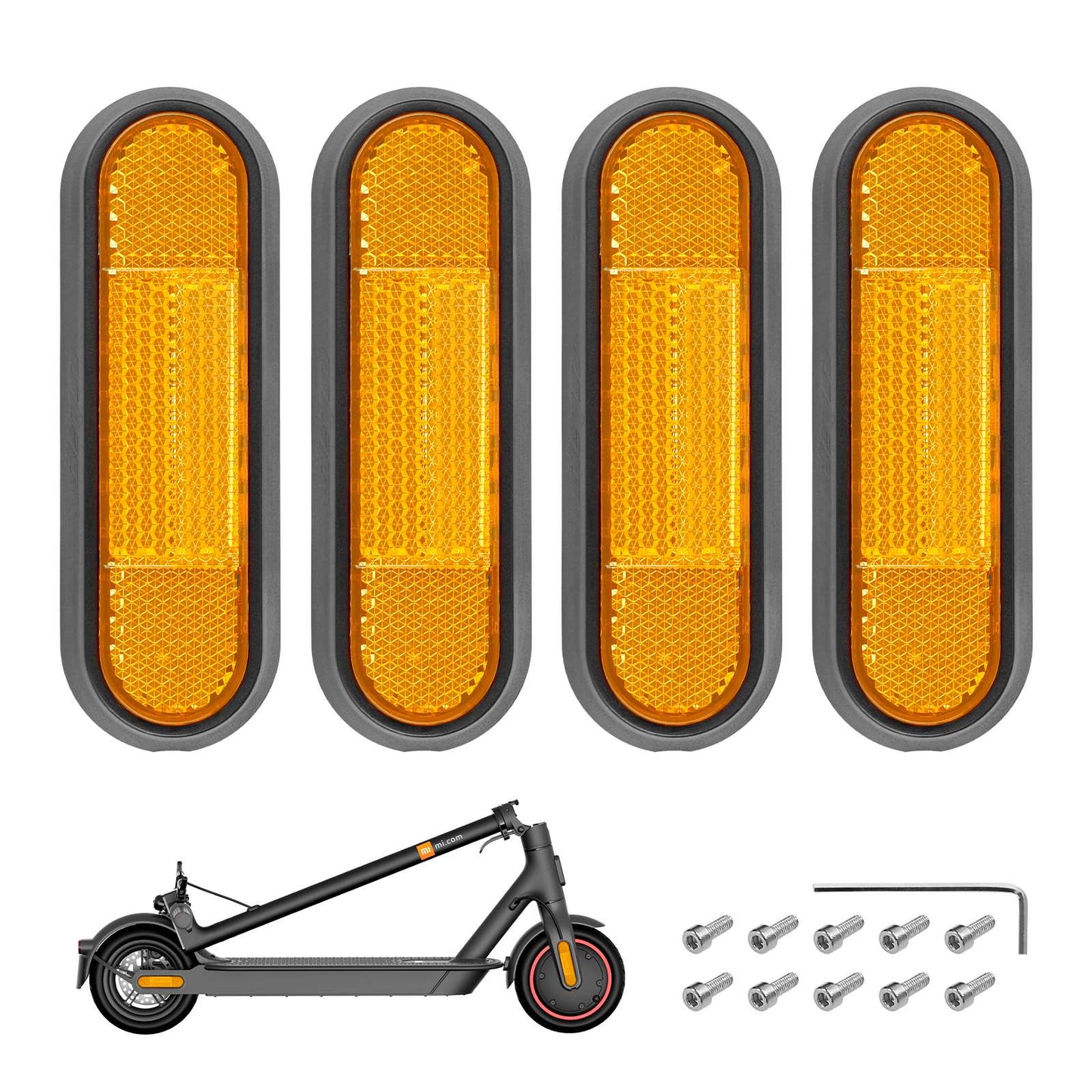 4 pcs reinforced refitting gris decorative shells+jaune catadioptre bars pour MI3 M365 1S Pro Pro2 Lite