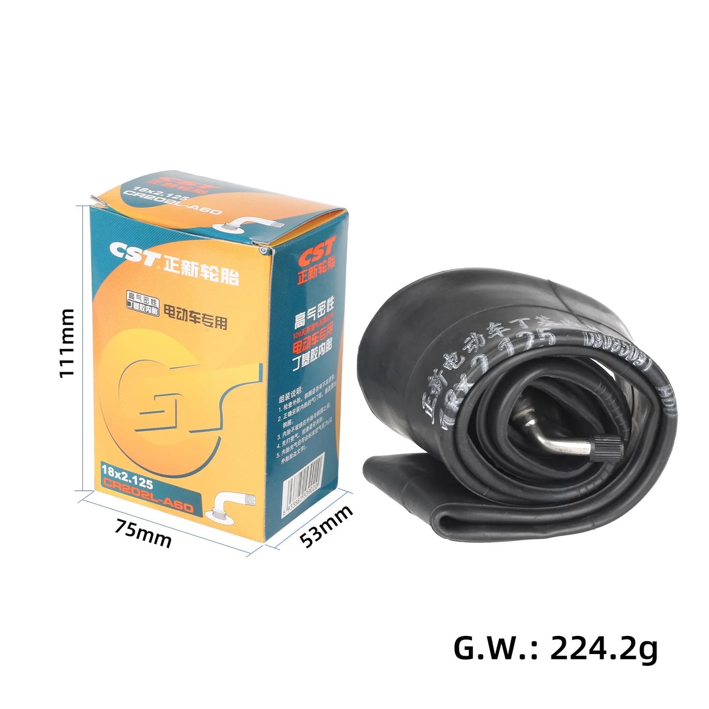 CST 18*2.125 inner pneu avec 60°out valve coudée