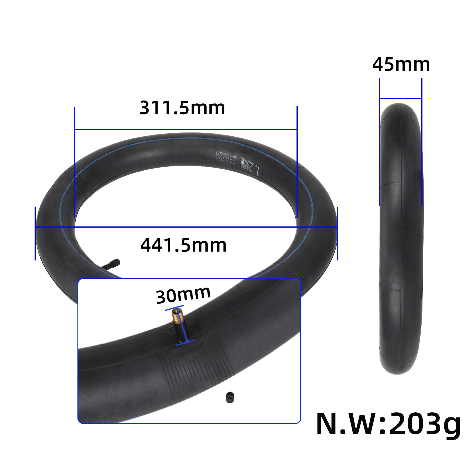 Wanda 16*2.50/3.0 chambre à air avec AV valve