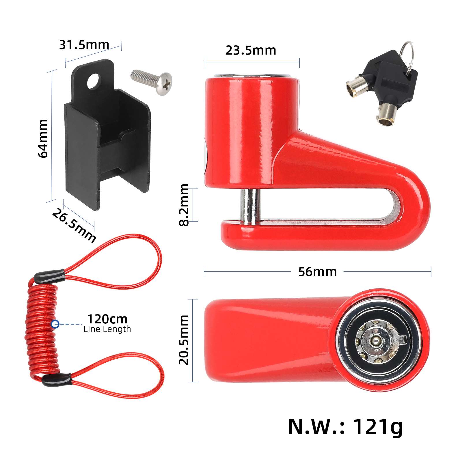Rouge Brake Lock avec rouge câble