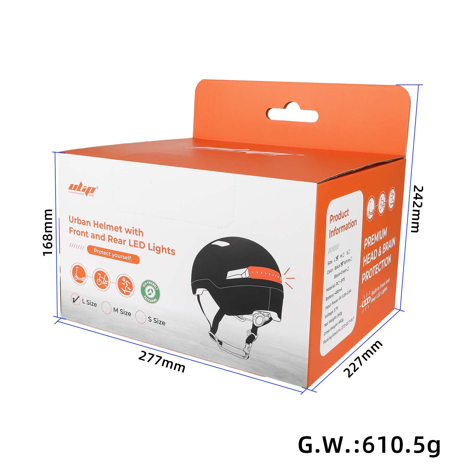 Ulip noir L size U002 casque avec light