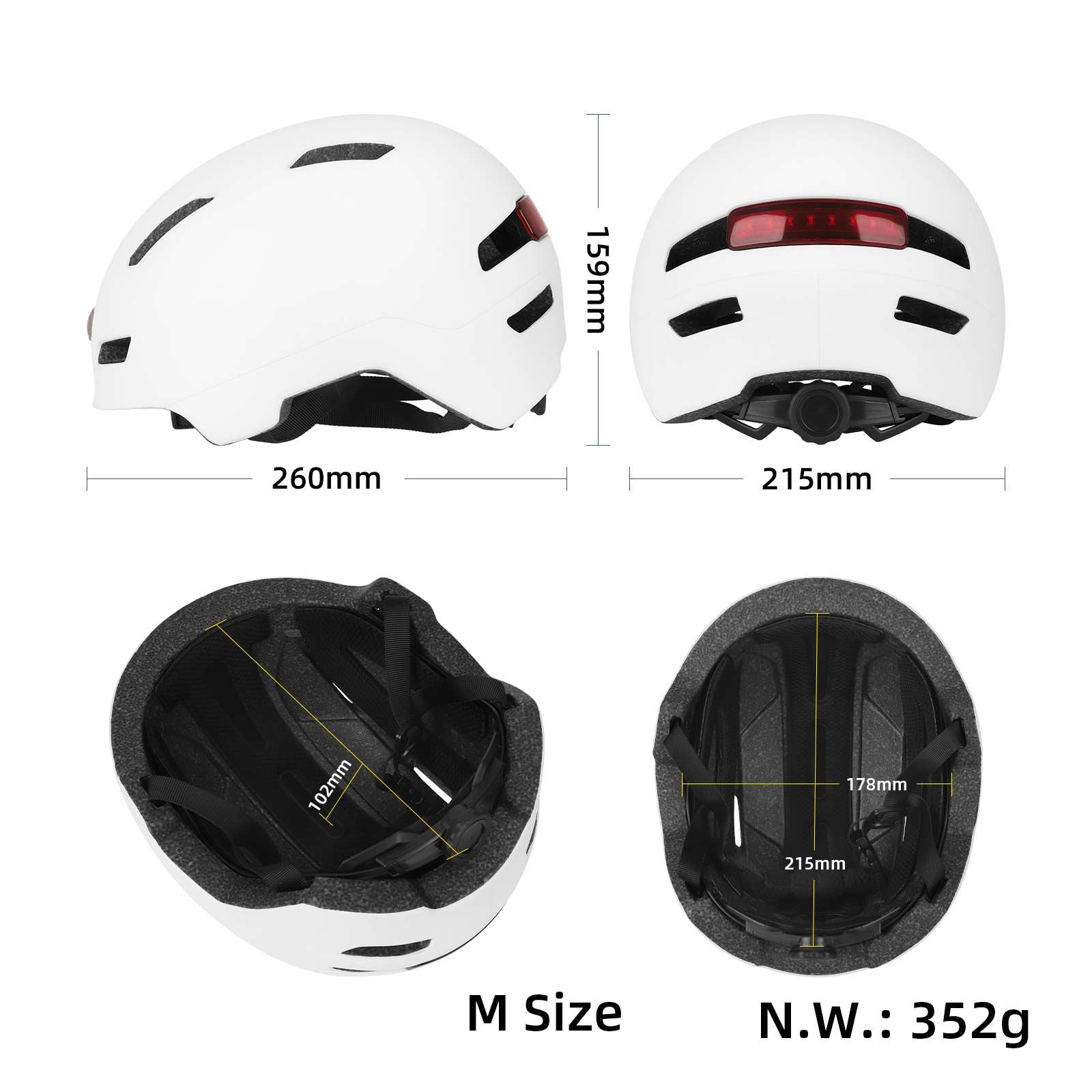 Ulip blanc M size U002 casque avec light
