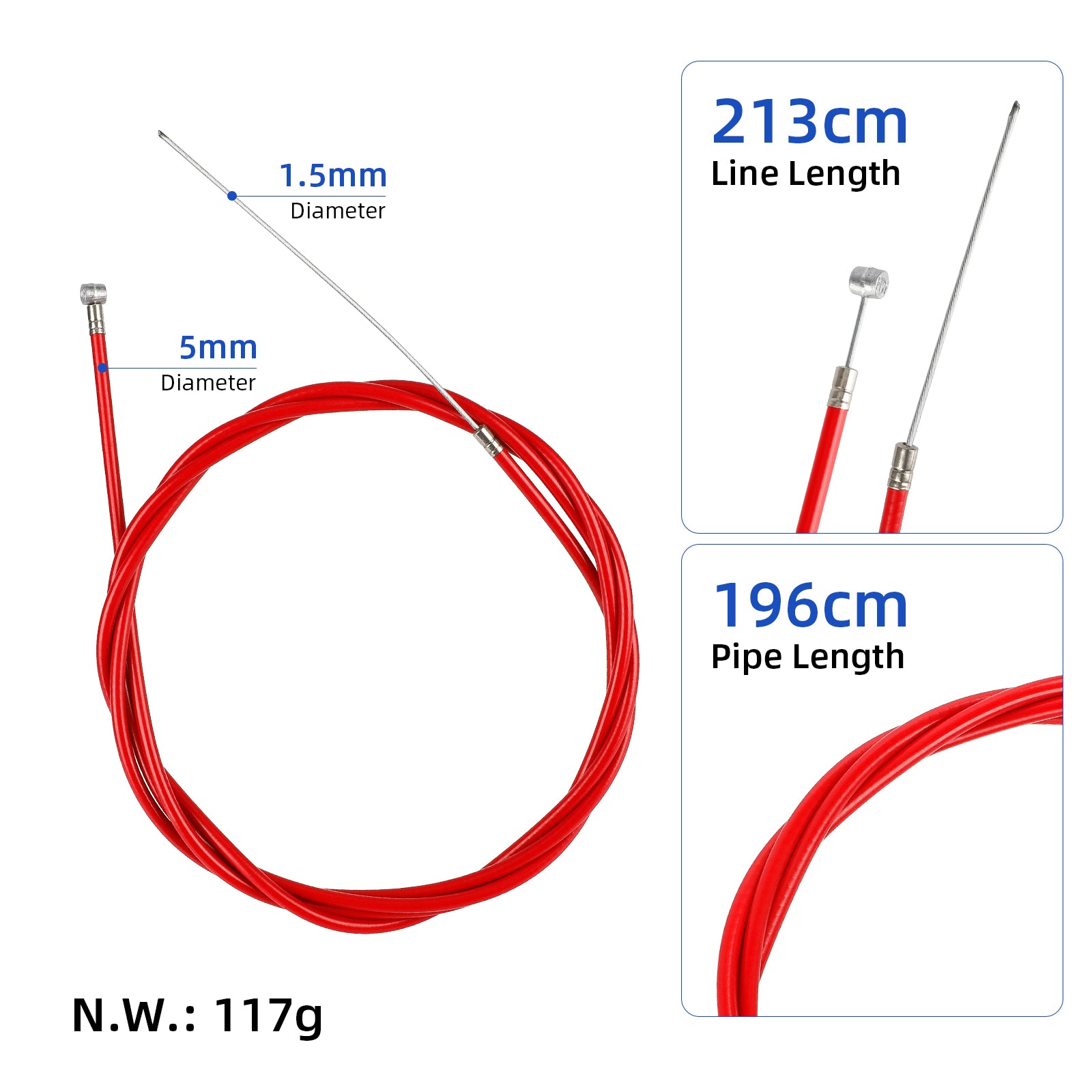 Rouge 213cm câble de frein pour Xiaomi 4 Pro trottinettes