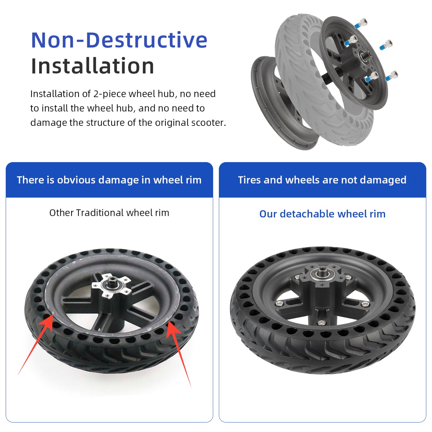 Gris Ulip Split Rear Hub pour xiaomi M365/1S/MI3/Lite trottinettes