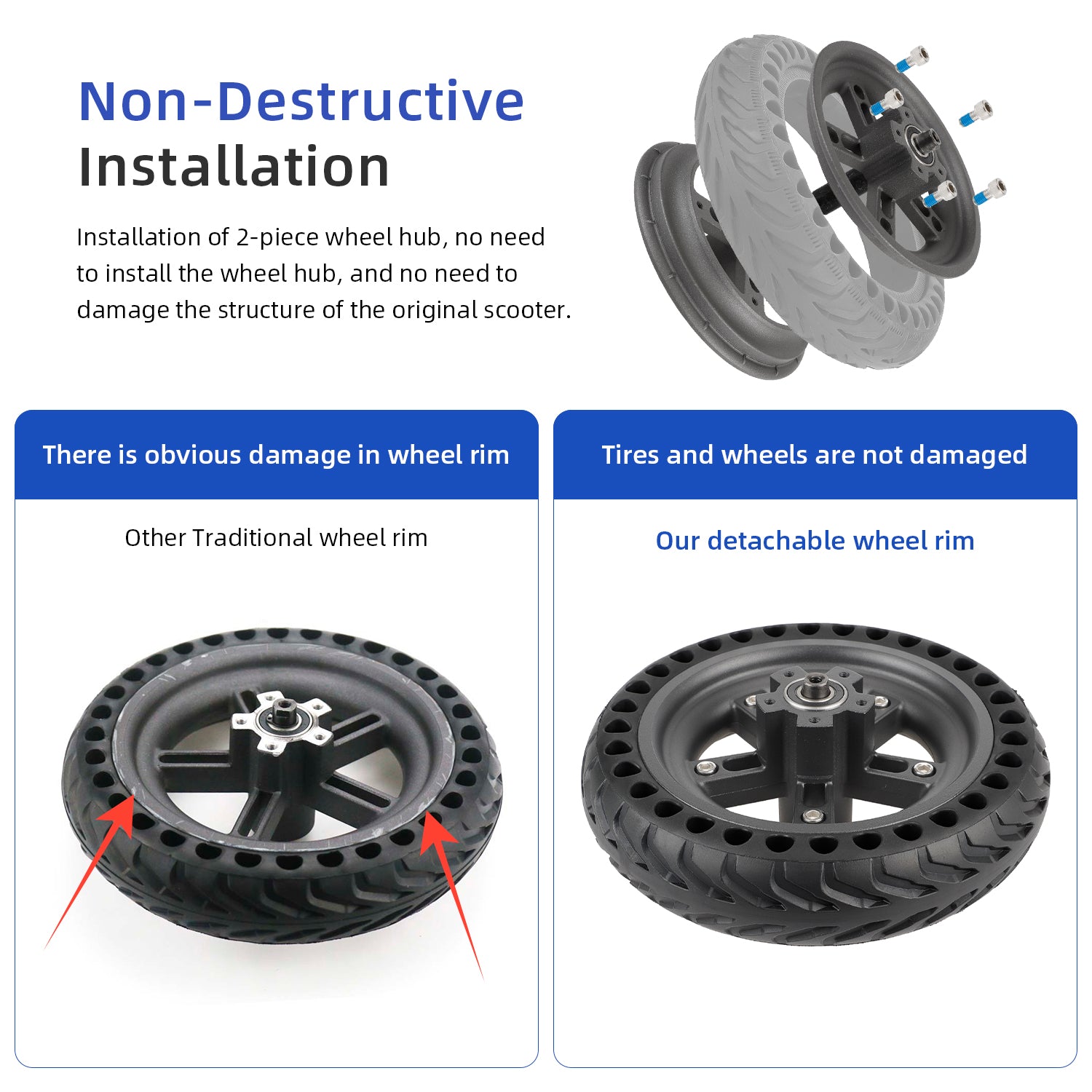 Gris Ulip Split Rear Hub pour xiaomi M365/1S/MI3/Lite trottinettes