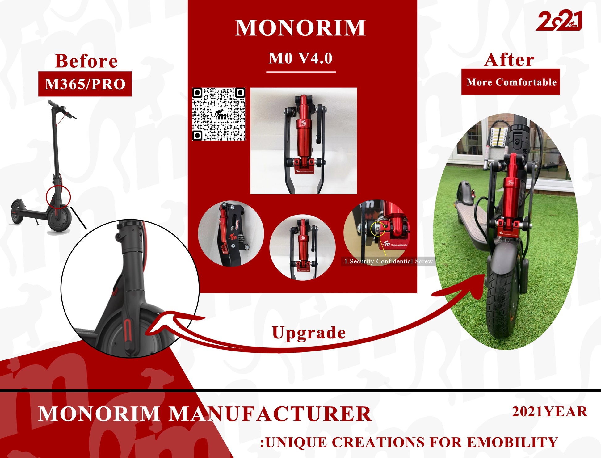 M0 Monorim V4 suspension avant pour Xiaomi M365/Pro trottinettes