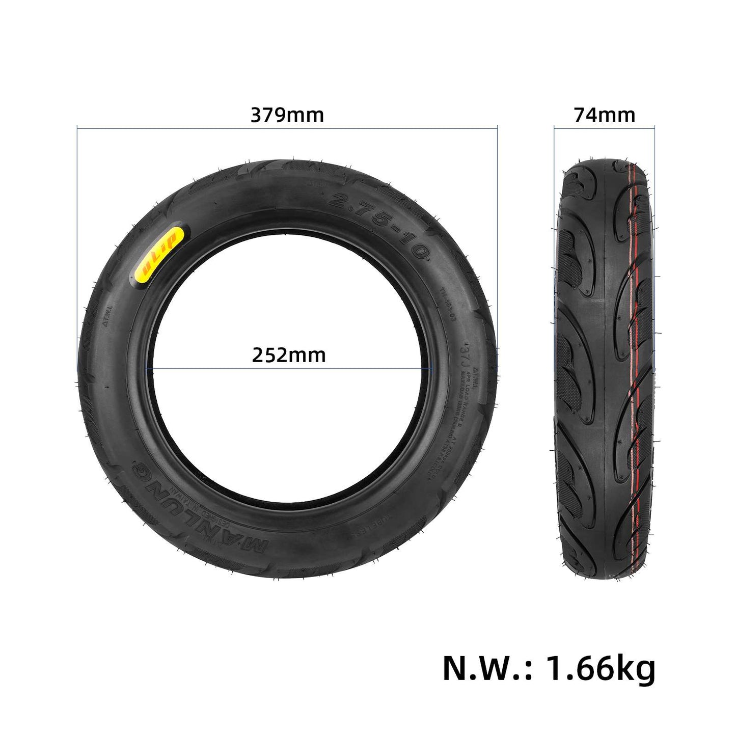 Ulip 2.75-10 pneu tubeless
