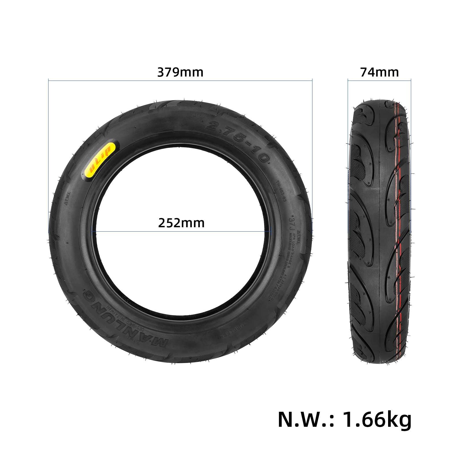 Ulip 2.75-10 pneu tubeless
