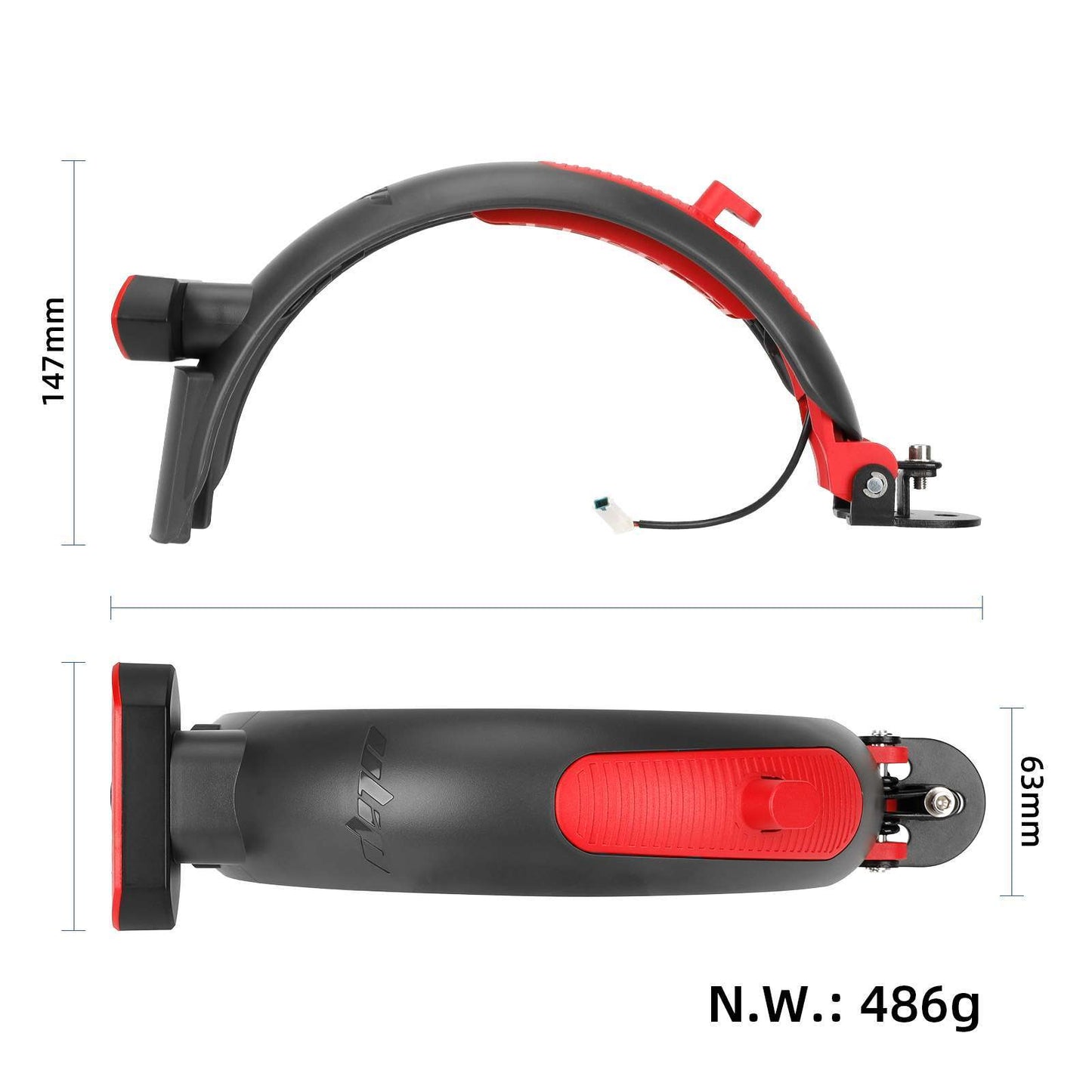 Gris-rouge Ulip Superior garde-boue arrière avec aluminium et feu clignotant pour Xiaomi trottinettes
