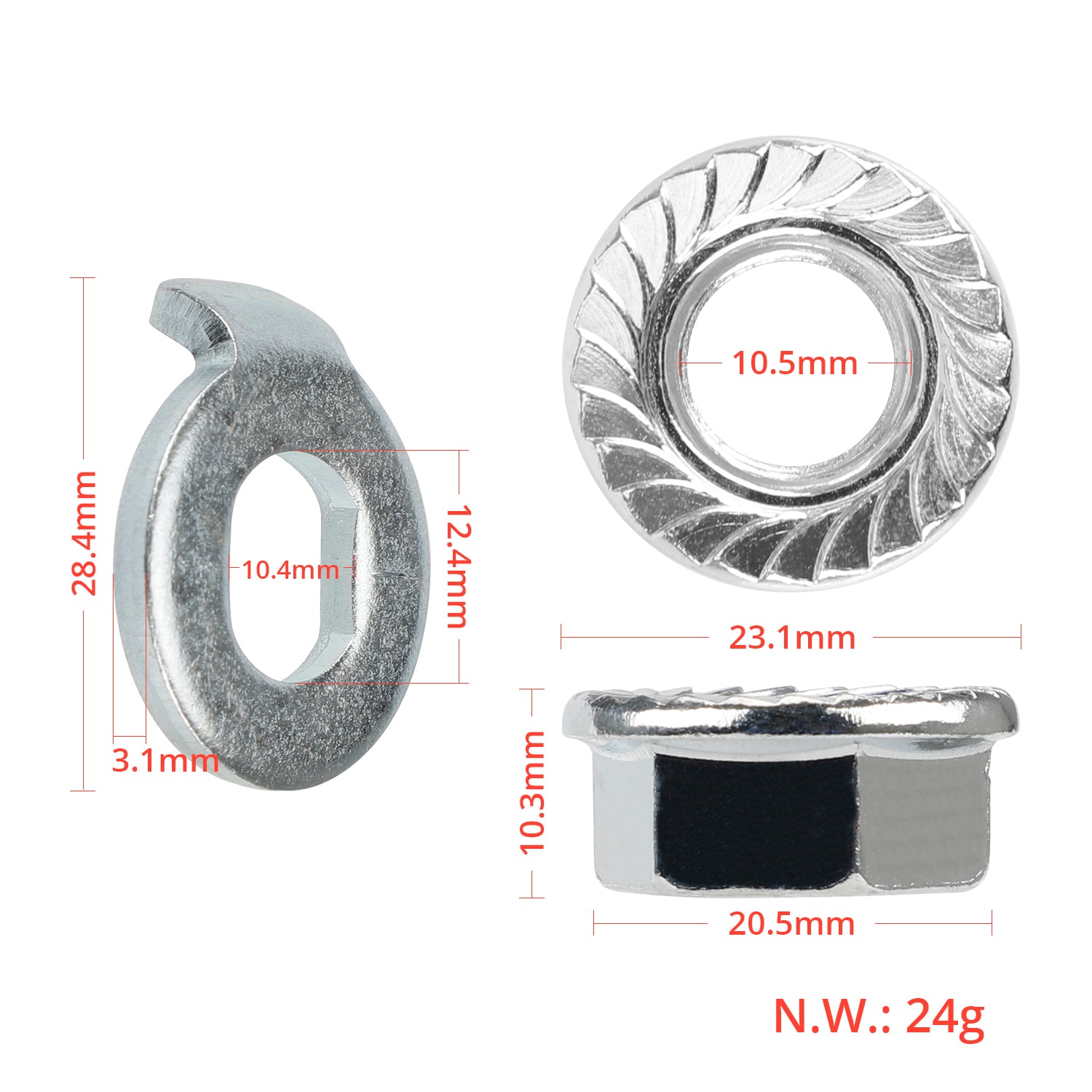 10mm bolt avec nut pour M365 front motor