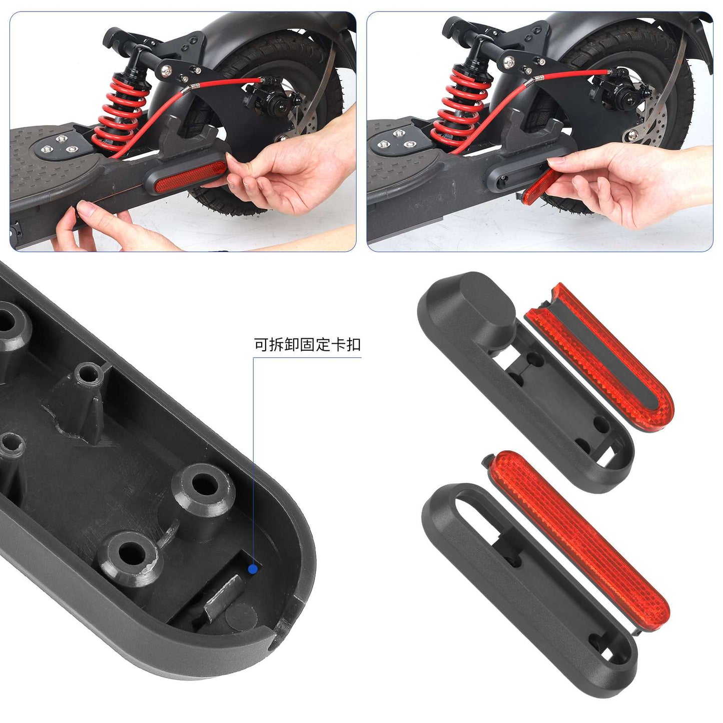 4 pcs refitting gris decorative shells+rouge catadioptre bars pour M365 1S Pro Pro2 et Lite