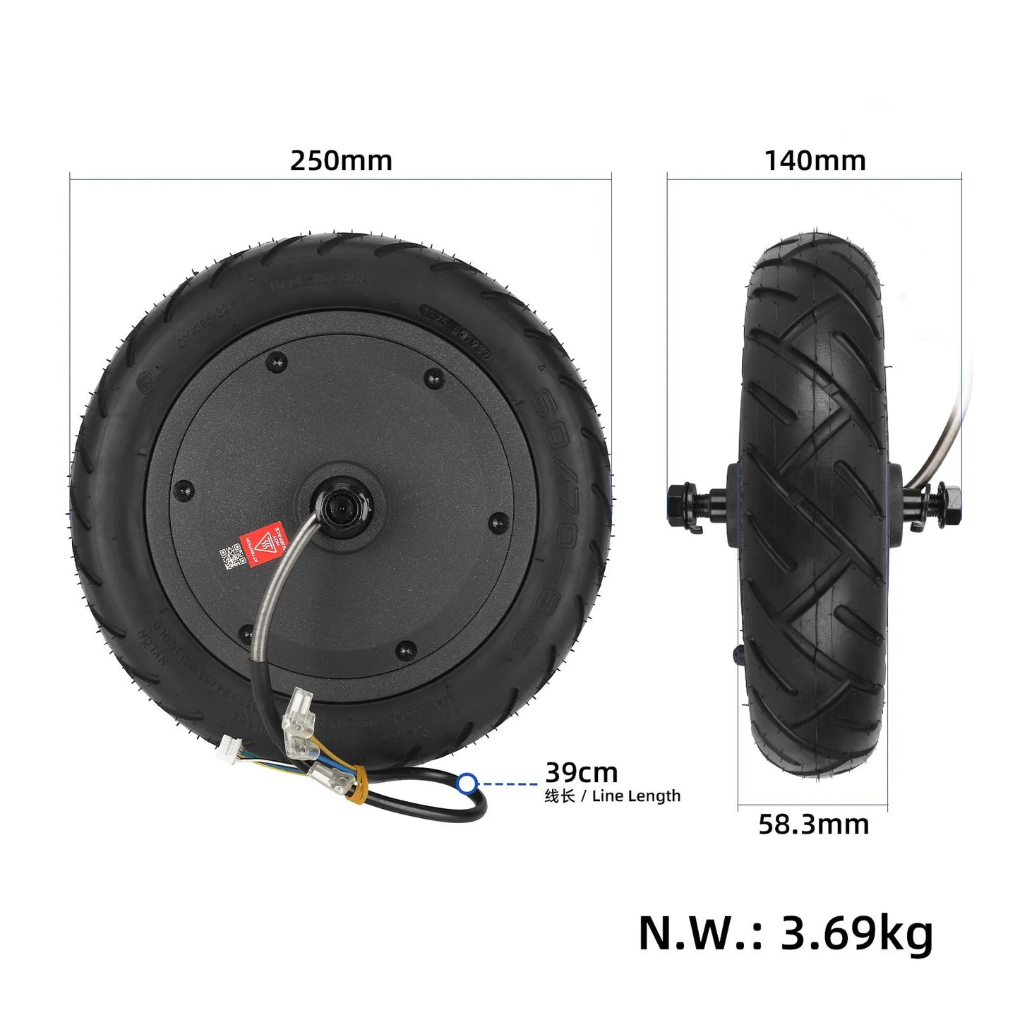 Xiaomi 5 Motor avec Yuanxing 60/70-6.5 vacuum pneus