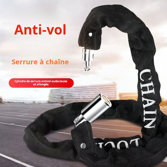 Serrure de vélo, serrure de véhicule électrique, serrure à chaîne antivol, serrure de vélo de montagne, allongée et épaissie, serrure de moto, serrure de porte