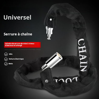 Serrure de vélo, serrure de véhicule électrique, serrure à chaîne antivol, serrure de vélo de montagne, allongée et épaissie, serrure de moto, serrure de porte