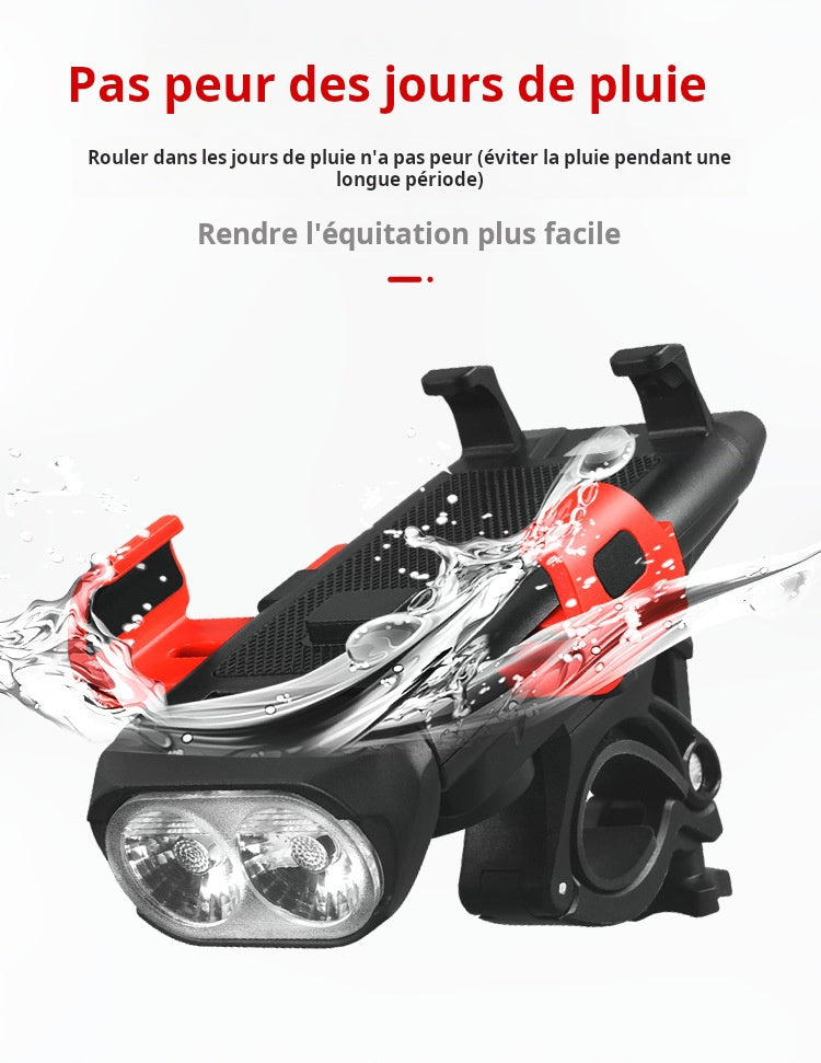 Lumière de vélo  4 en 1 avec support pour téléphone portable, support de phare de vélo