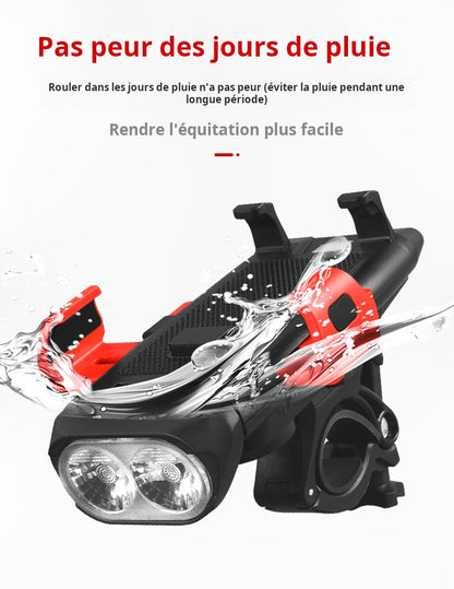 Lumière de vélo  4 en 1 avec support pour téléphone portable, support de phare de vélo