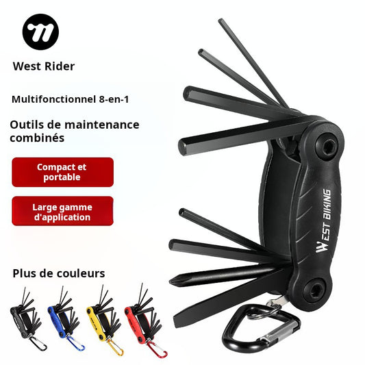 West Rider  outil de réparation de vélo, ensemble d'outils de retrait portables multifonctionnels, accessoires d'équipement de clé Allen