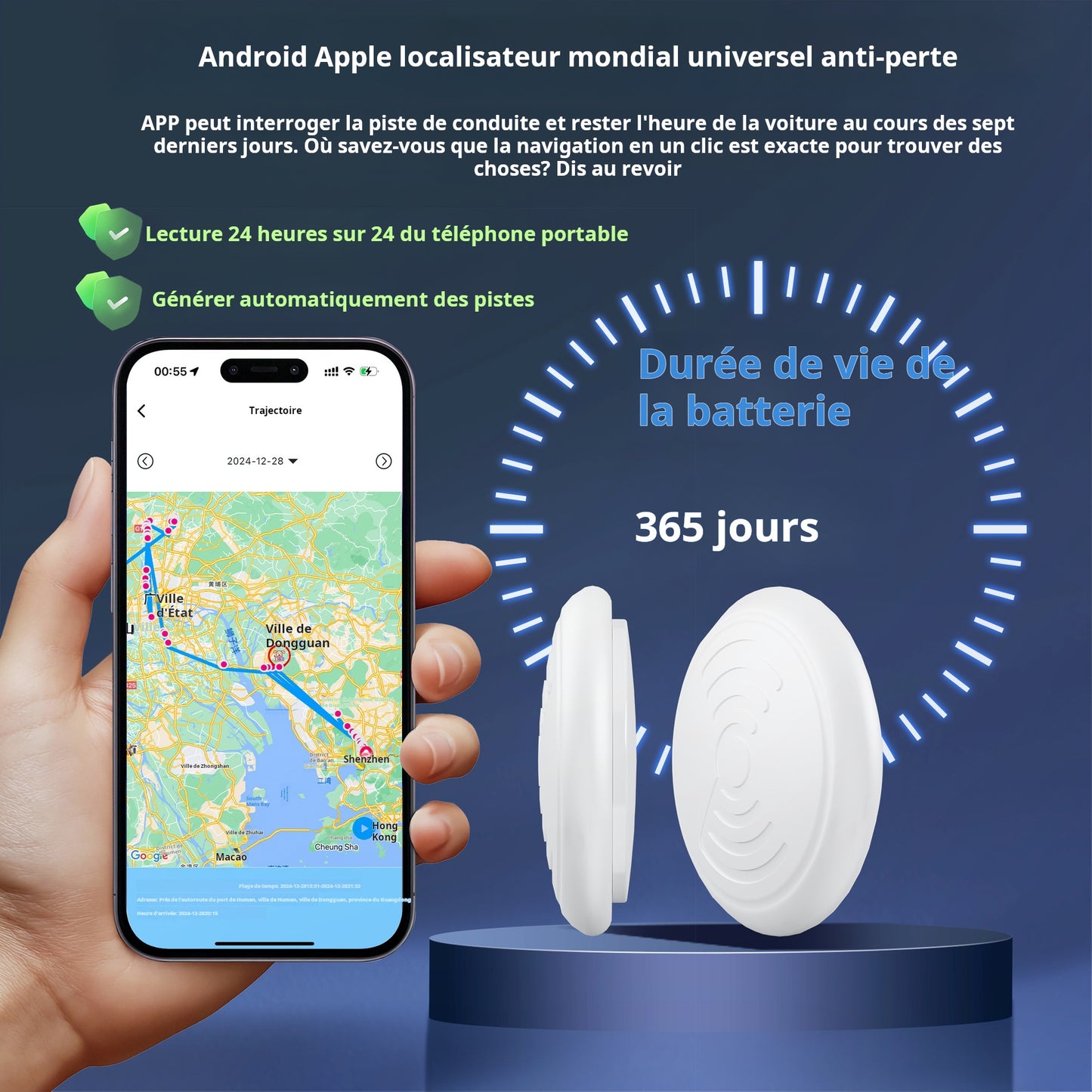 Android HarmonyOS IOS protecteur de trajectoire universel GPS localisateur d'animaux de compagnie, AirTag artefact de suivi