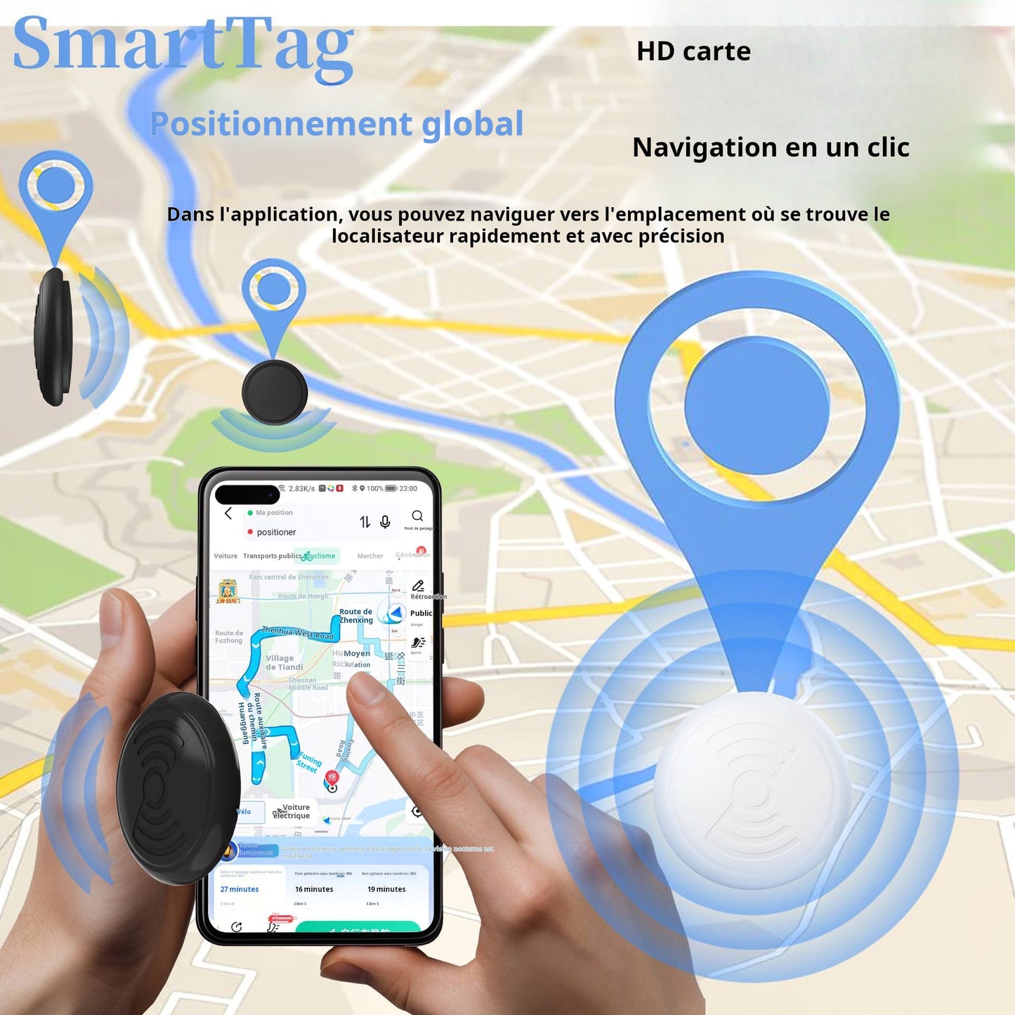 Android HarmonyOS IOS protecteur de trajectoire universel GPS localisateur d'animaux de compagnie, AirTag artefact de suivi