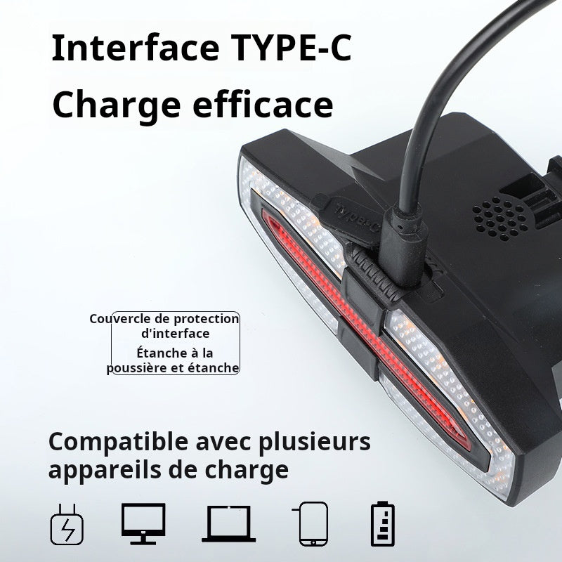 Feu arrière de vélo, clignotant de nuit, feu arrière de vélo de montagne, voyant d'avertissement,