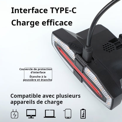 Feu arrière de vélo, clignotant de nuit, feu arrière de vélo de montagne, voyant d'avertissement,