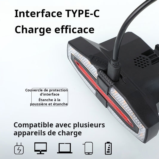 Feu arrière de vélo, clignotant de nuit, feu arrière de vélo de montagne, voyant d'avertissement,