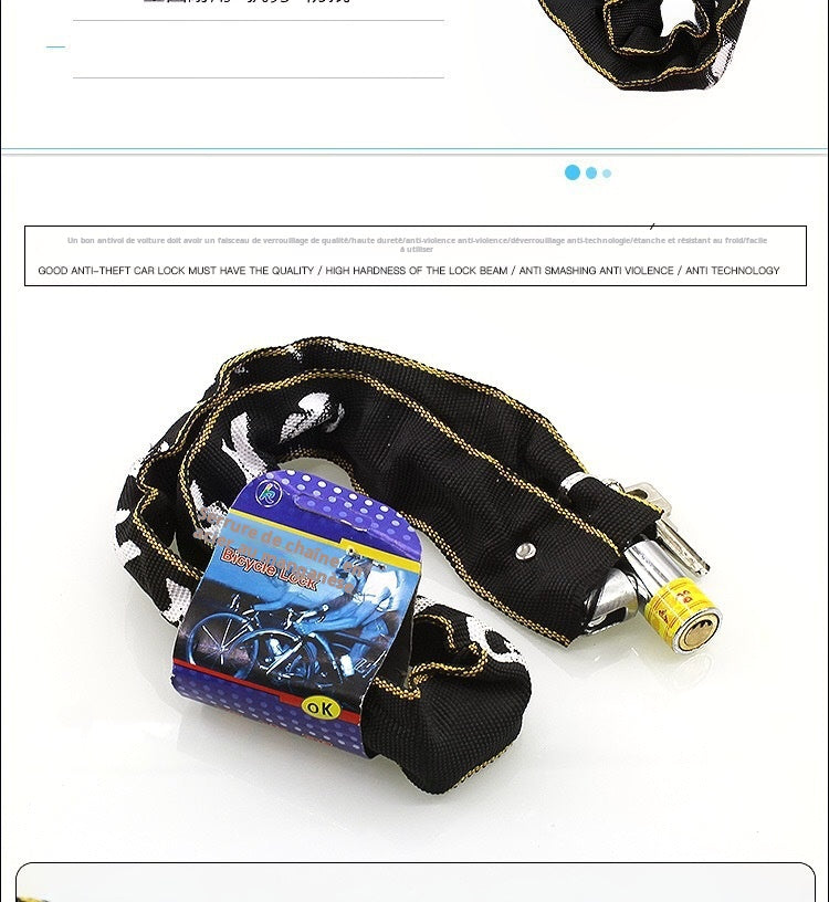 Serrure de vélo, serrure de véhicule électrique, serrure à chaîne antivol, serrure de vélo de montagne, allongée et épaissie, serrure de moto, serrure de porte