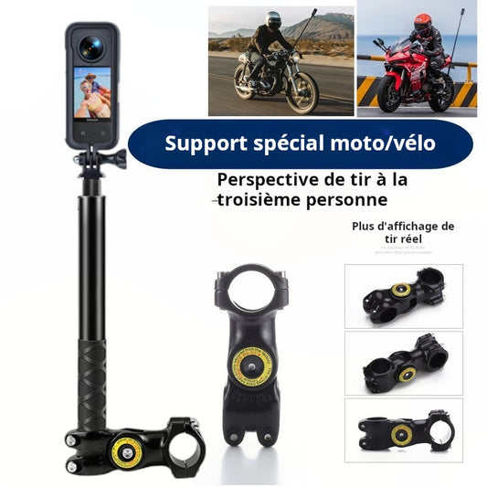 Compatible avec GOPRO insta360 DJI Bike, Moto, Bicycle de montagne, Selfie Stick, Support d'équitation fixe