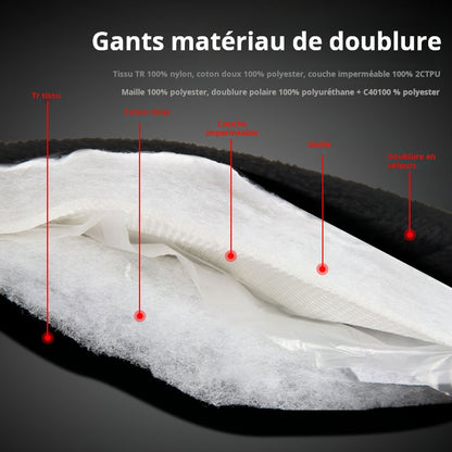 Gants thermiques. Gants de chauds, pour l'hiver imperméable et résistant au froid.
