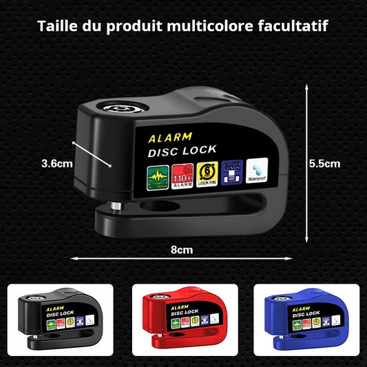 Alarme de disque de frein de moto blocage antivol véhicule électrique alarme en alliage contrôlable disque de blocage de disque de vélo