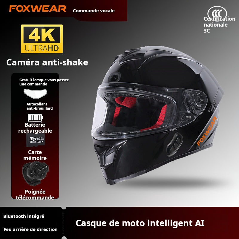 Casque de moto  Caméra intelligente 4K voix Bluetooth pour hommes et femmes toutes les stations certifiée 3C