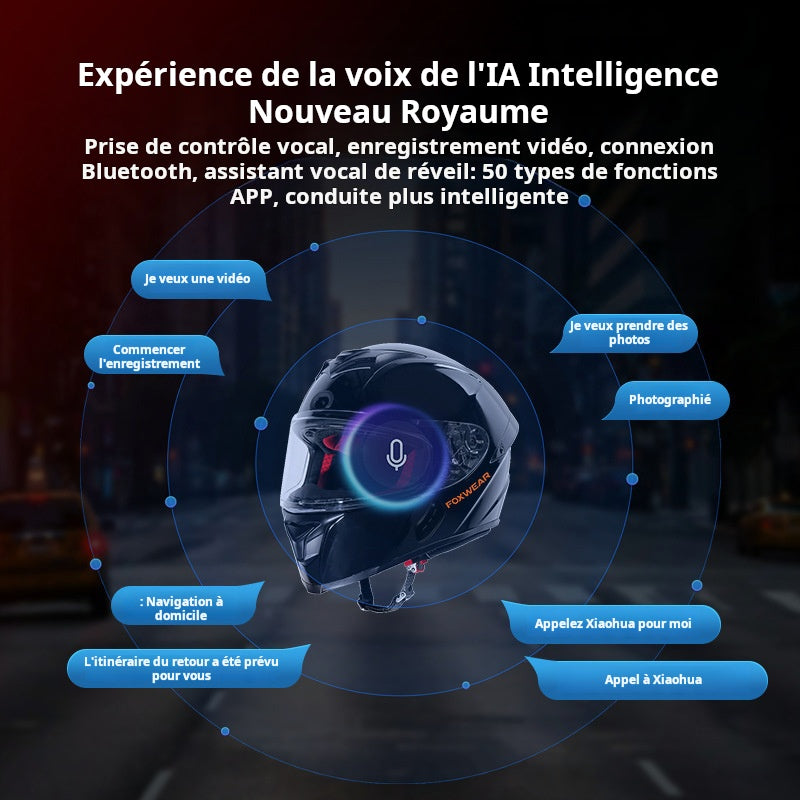 Casque de moto  Caméra intelligente 4K voix Bluetooth pour hommes et femmes toutes les stations certifiée 3C