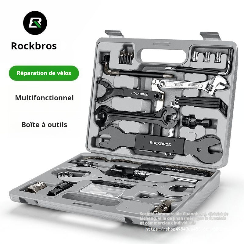 Boîte à outils de réparation de vélos Rock Brothers Clé Ensemble de réparation de pneus Réparation de vélo de route Équipement d'entretien de vélo de montagne