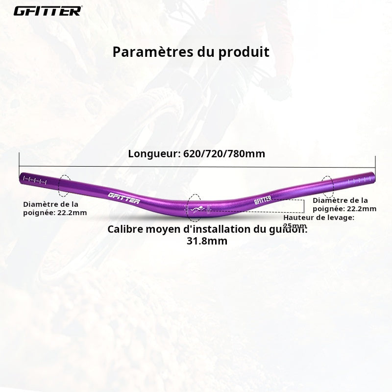 GFITTER Mountain Bike Guidon en aluminium ultraléger 620cm 720cm 780cm
