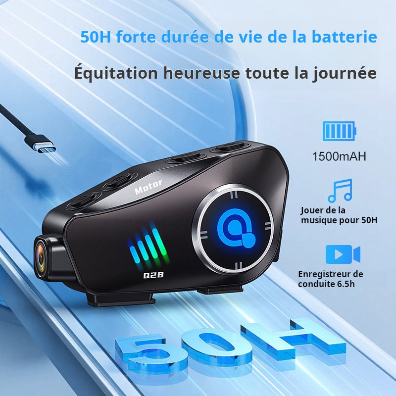 Q28 casque bluetooth caméra de bord HD imperméable  caméra de bord