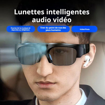 Lunettes Bluetooth intelligentes, caméra photo 128 g, caméra tableau haute définition, lunettes Bluetooth multifonction de transmission en direct
