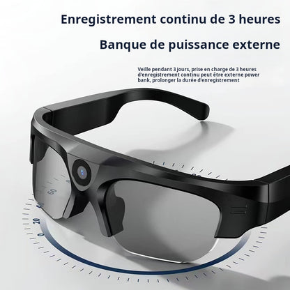 Lunettes Bluetooth intelligentes, caméra photo 128 g, caméra tableau haute définition, lunettes Bluetooth multifonction de transmission en direct