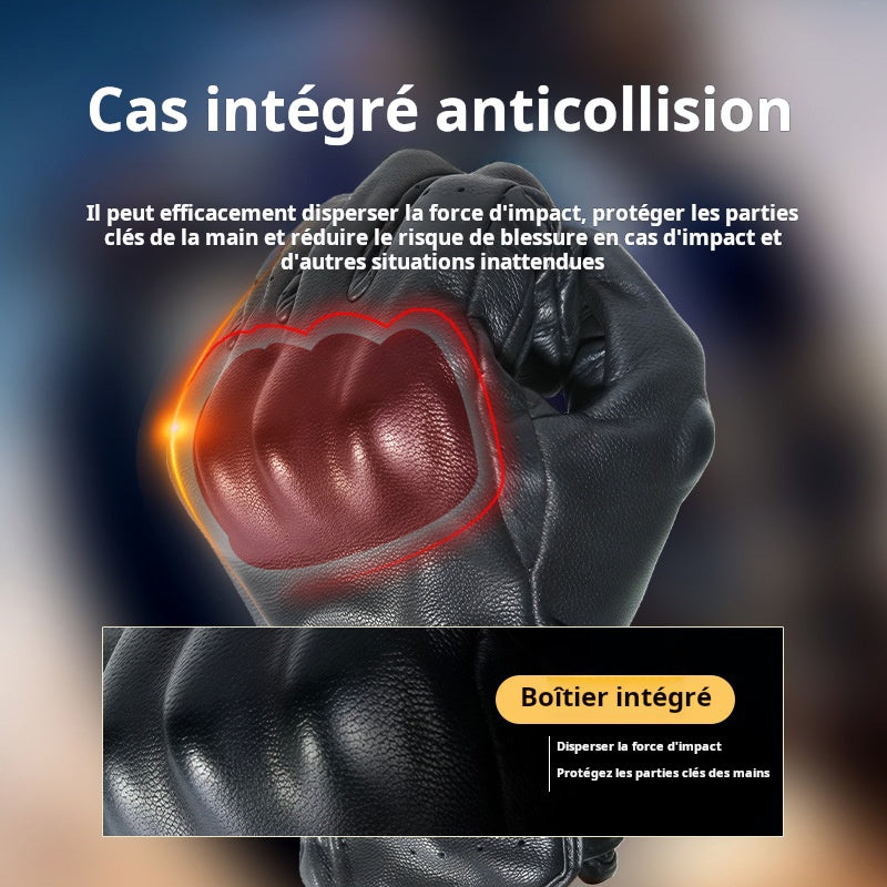 Gants de moto vintage en peau de mouton pour hommes et femmes, pour toutes les saisons, gants de protection sportif de plein air
