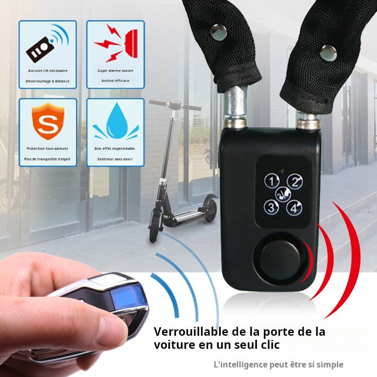 Solebe chaîne antivol, serrure électronique, télécommande par mot de passe, alarme , serrure en acier