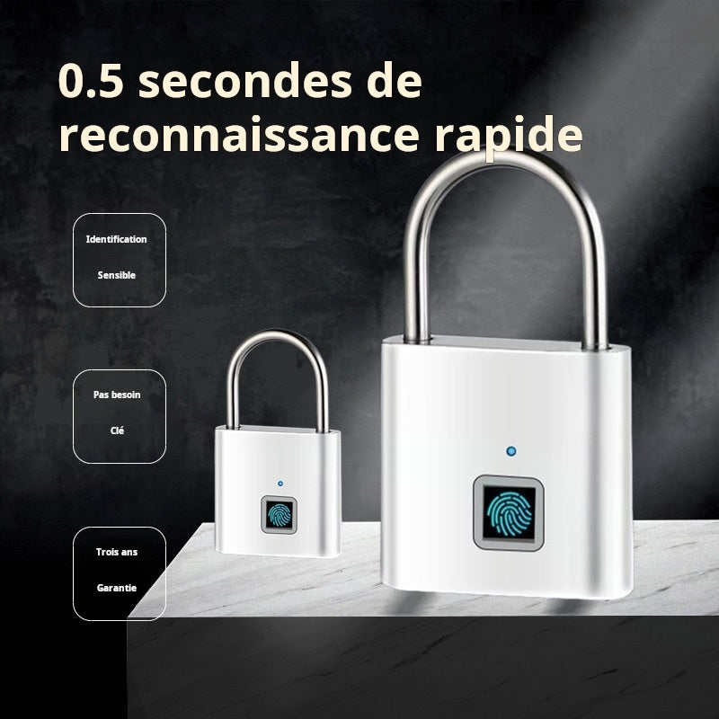Cadenas empreintes digitales, déverrouillage sans clé, port type C avec charge d'empreintes digitales, serrure électronique, modèle longue durée