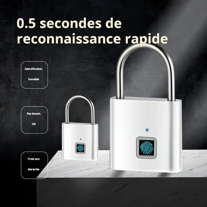 Cadenas empreintes digitales, déverrouillage sans clé, port type C avec charge d'empreintes digitales, serrure électronique, modèle longue durée